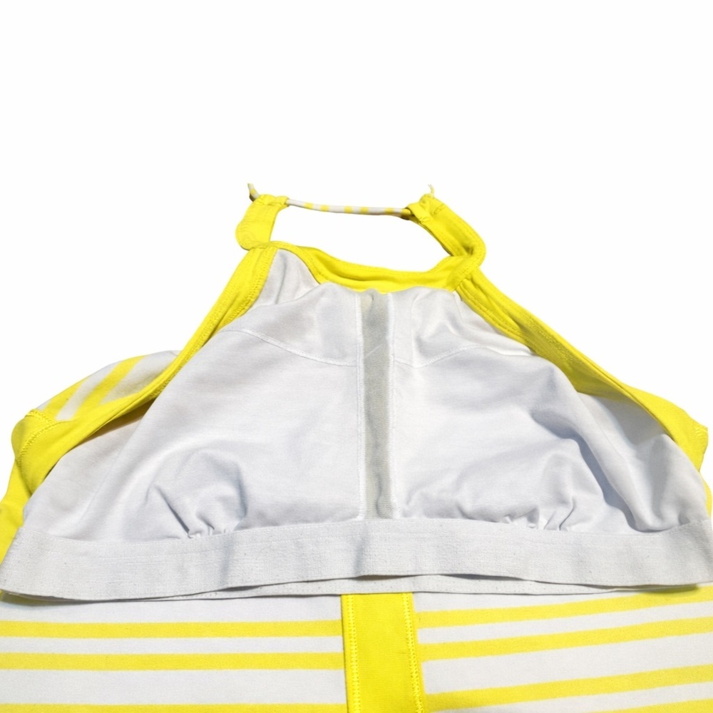 Lululemon Hip To Be Zen Halter Top Yellow White Stripe Size 8 - Picture 5 of 12